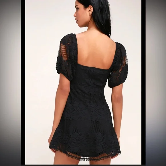 Free People Be Your Baby Black Lace Babydoll Dress - Picture 3 of 10